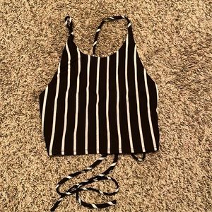 Black and white striped crop top